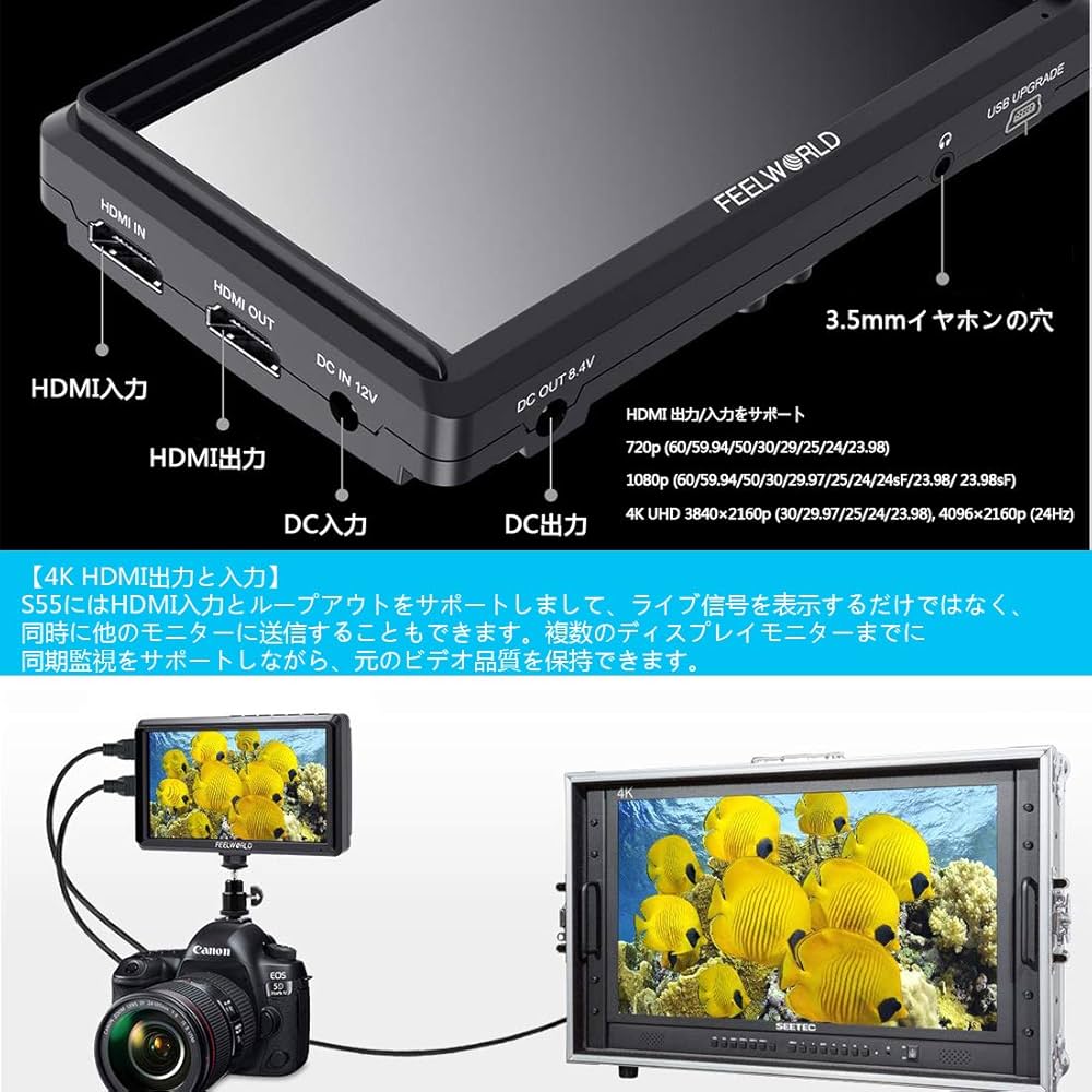 Amazon | FEELWORLD S55 V3 6インチカメラ一眼レフカメラ